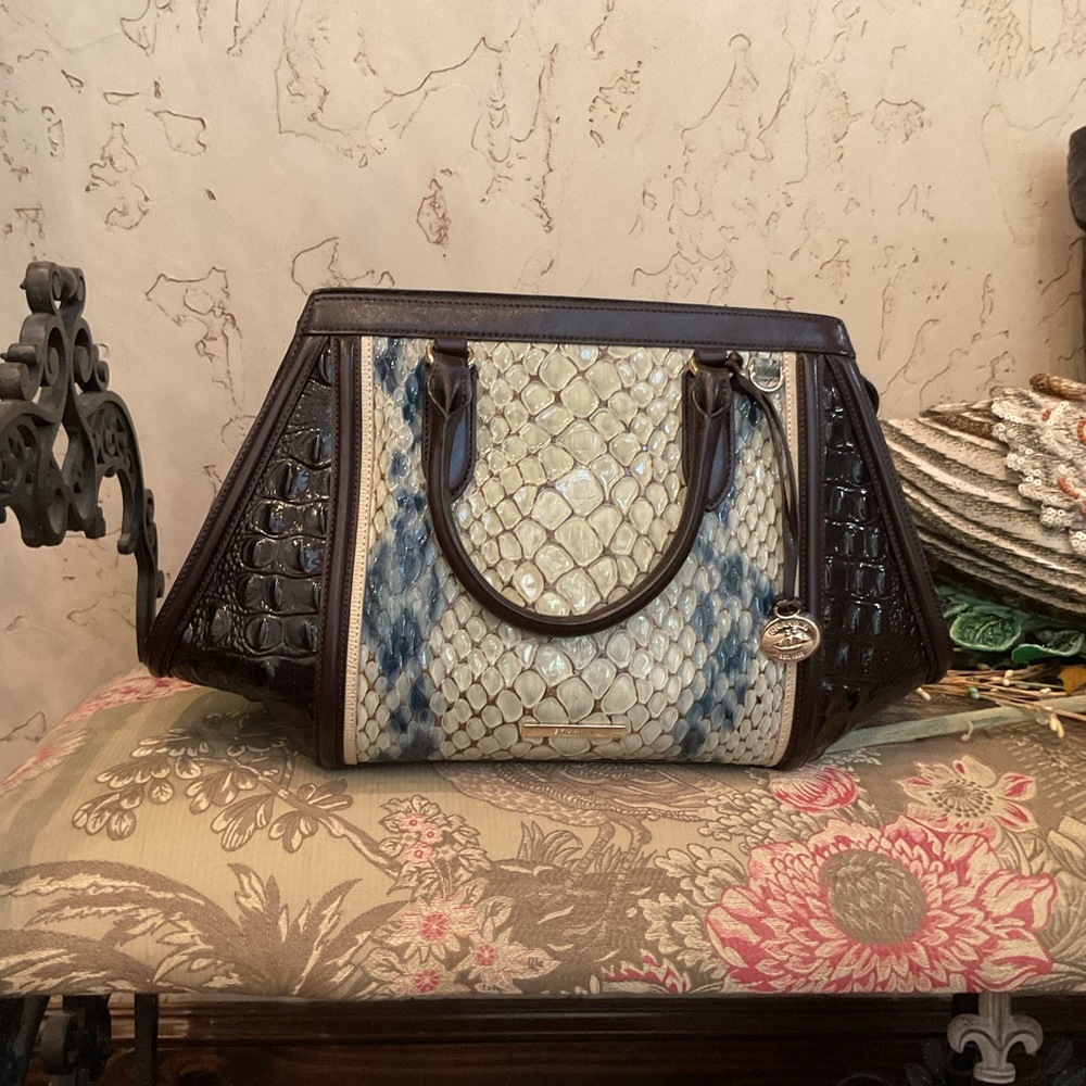 Beautiful Brahmin Arden Satchel in Glacier Carlisle
